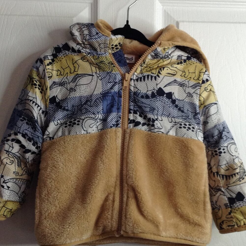 Mick Mack Ltd. 2024 18 Mo. Dino Hooded Jacket.  Poly Fleece, Dinosaurs, Kidcore